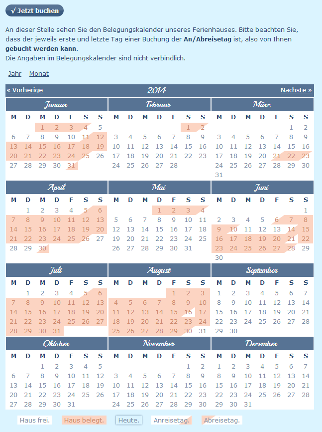 Buchungskalender Ferienwohnung via Drupal CMS