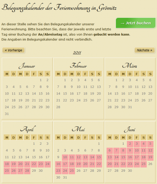 Drupal Belegungskalender für eine Ferienwohnung in Grömitz, umgesetzt von DROWL.de Drupal Belegungskalender für eine Ferienwohnung in Grömitz, umgesetzt von DROWL.de