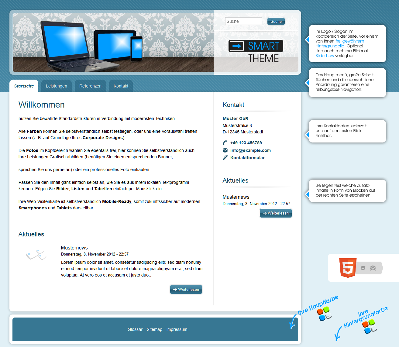 Ansicht auf einem Desktop PC oder Laptop Individuelles Responsive Webdesign für Drupal CMS