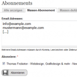 Verwaltung Newsletter Massenabonnement